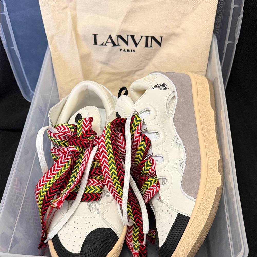 Lanvin Men’s Sneakers with Red and Green Laces size 42 US Size 9 - Picture 2 of 15